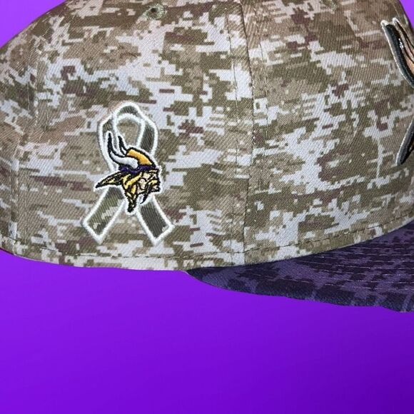 New Era MN Vikings Salute the Soldiers Fitted Cap 7 3/8 - Picture 3 of 7